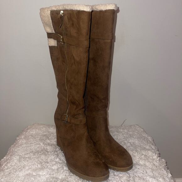 Unisa Brown Wedge Boots - Picture 2 of 10